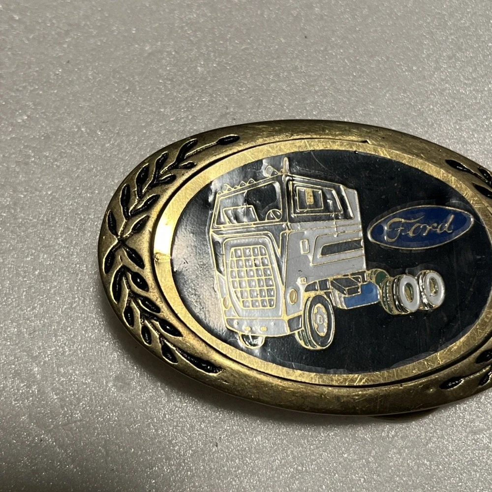 Vintage 1980s Ford Cab Over Truck Advertisement Belt Buckle Solid Brass B13